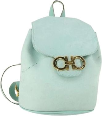Ferragamo Pre-owned Backpacks, female, Green, Size: ONE SIZE Pre-owned Suede Backpack