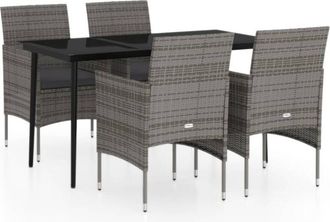 vidaXL Vidaxl - Juego De Comedor Para Jard&iacute;n 5 Piezas Con Cojines Gris Y Negro