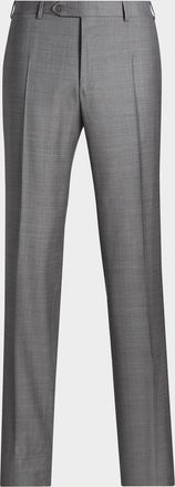 Canali Men & apos;s Denim-Effect Wool Straight Leg Trousers
