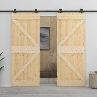vidaXL Vidaxl - Puerta Corredera Con Herrajes Madera Maciza De Pino 80x210 Cm