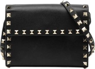Valentino Pre-owned Cross Body Bags, female, Black, Size: ONE SIZE Pre-owned Studded Crossbody Bag