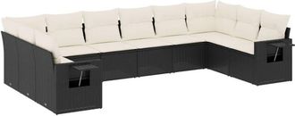 vidaXL Vidaxl - Set De Sof&aacute;s De Jard&iacute;n 10 Pzas Cojines Rat&aacute;n Sint&eacute;tico Negro