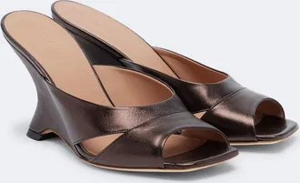 Malone Souliers Lourdes metallic leather wedge mules