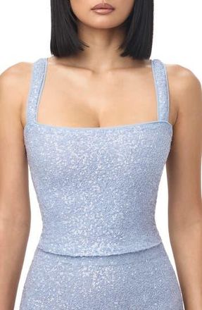 Naked Wardrobe Sequin Crop Tank in Soft Blue at Nordstrom Rack, Size X-Small