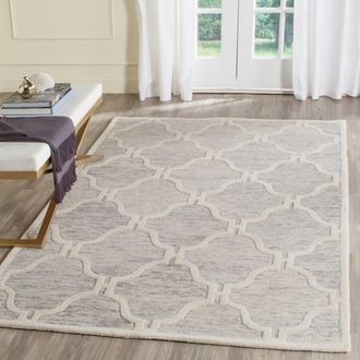 Safavieh Cambridge Hand Made Area Rug, Light Grey / Ivory Contemporary Style Non-Shedding
