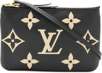 Louis Vuitton Beige Black Monogram Empreinte Leather Clutch Bag Pochette Pouch Shoulder Bag (Pre-Owned)