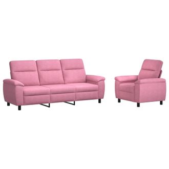vidaXL Set Di Divani 2 Pcs Rosa Tessuto Vidaxl
