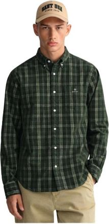 GANT Regular Velvet Scottish Shirt - Heren - Casual Overhemden - Groen - 2XL - Katoen - Overhemden