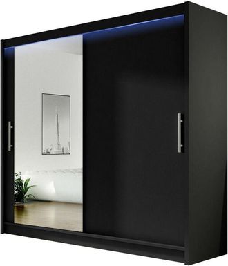 Mirjan24 Mobilier1 - Armario Closico 107, Negro, 215x180x58cm, Puertas De Armario: Correderas, N&uacute;mero De Estantes: 0, Led