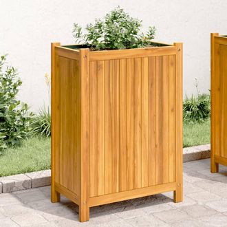 vidaXL Jardinera Con Forro Madera Maciza De Acacia 54x31x75 Cm Vidaxl