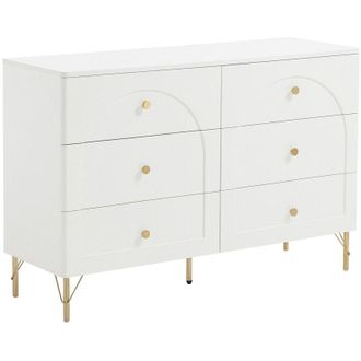 Vente-Unique Com&ograve; 6 cassetti Bianco e dorato - ALOBARA