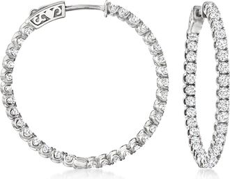 Ross-Simons CZ Inside-Outside Hoop Earrings in Sterling Silver