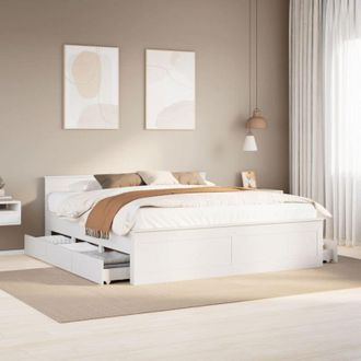 vidaXL Vidaxl - Cama Sin Colch&oacute;n Con Cabecero Madera De Pino Blanco 200x200 Cm