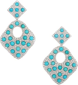 Bespoke White Gold Diamond and Turquoise Drop Earrings