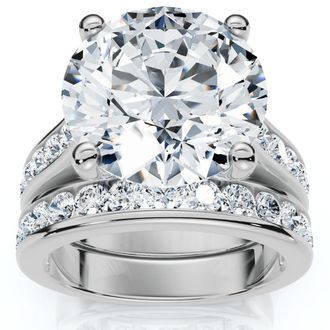 Pompeii3 Certified 6Ct Sharon Diamond Engagement Wedding Ring Set Gold Lab Grown
