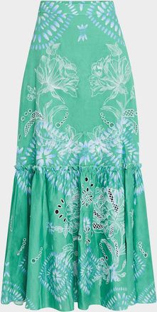 Figue Jordan Floral Embroidered Flare Maxi Skirt