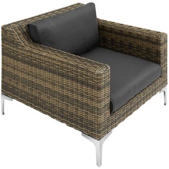 TecTake Villanova Modular Rattan Set: Aluminum Armchair in Dark Grey | Size: 1 Seater