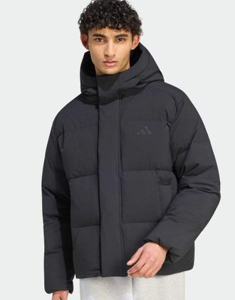 adidas Helionic - Piumino nero con cappuccio