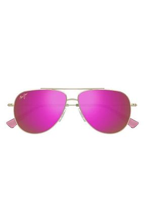 Maui Jim Hauloli XS 56mm Polarized Aviator Sunglasses in Gold Pink at Nordstrom