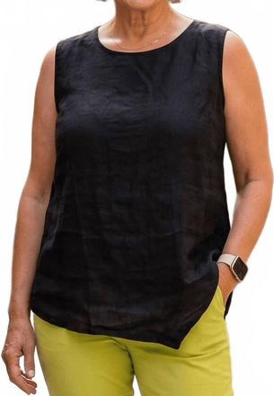 Puro Lino The Asymmetrical Linen Top In Black