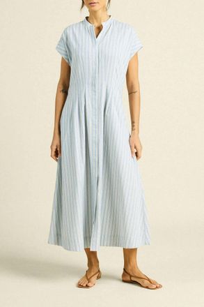 Trovata James Dress In Blue Oxford Stripe