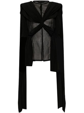 Yohji Yamamoto semi-sheer cotton-silk top - women - Cotton/Silk - 2 - Black