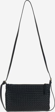 Bottega Veneta Womens Shoulder Bag Mini Woven Leather Black Lambskin