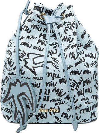 Miu Miu Pre-owned Miu Miu Printed Canvas Drawstring Pouch Ladies 7LMSG6U0G59Z0W01