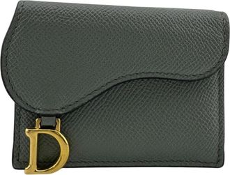 Dior Gray Leather Wallet (Tri-Fold) (Pre-Owned)