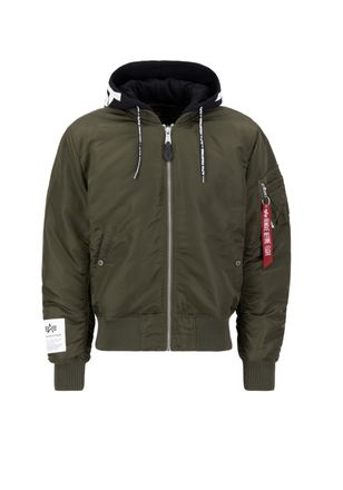 Alpha Industries Bomberjacke ALPHA INDUSTRIES MA-1 Zip Hood Print, Herren, Gr. S, gr&uuml;n (schwarz olive), Obermaterial: 100% Nylon, Futter: 100% Nylon, Kapuze: 75% Baumw