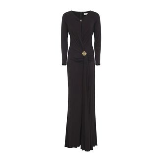 Elisabetta Franchi Gowns, female, Brown, XS, Red Carpet Dress with Jewel Details