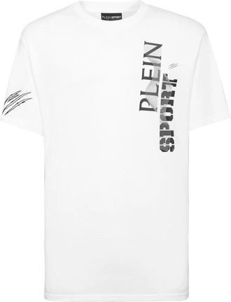 Plein Sport T-shirt Round Neck SS Wave - Heren - Sportshirts - Wit - M - Katoen - Fitness