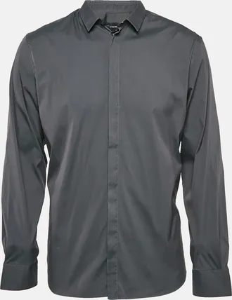 Emporio Armani Grey Stretch Cotton Long Sleeve Shirt