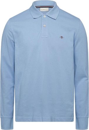 GANT Polo met lange mouwen en geborduurd logo voor heren (Heldere hemel)
