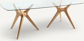 AM.PM Rechthoekige tafel van glas en eikenhout, Maricielo