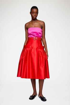 Ganni Skirt in Duchesse Satin - Size 34 Goji Berry