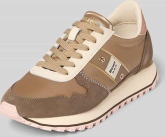Blauer Sneaker aus Leder-Mix mit Logo-Patch Modell Millen in Taupe, Gr&ouml;&szlig;e 37