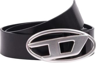 Diesel Oval D Logo B-1Dr Riem - Dames - Riemen - Zwart - 100 CM - Leer - Accessoires