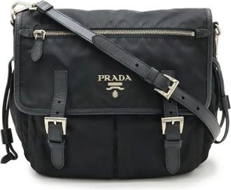 Prada Pre-owned Cross Body Bags, female, Black, Size: ONE SIZE Pre-owned Nylon Cross Body Bag