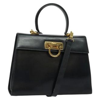Ferragamo Pre-owned Handbags, female, Black, Size: ONE SIZE Pre-owned Leather Handbag