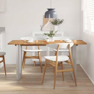 Berkfield Home Sturdy Dining Table 154x80x76 cm Solid Acacia Wood in Brown | Size: 154 x 80 x 76 cm