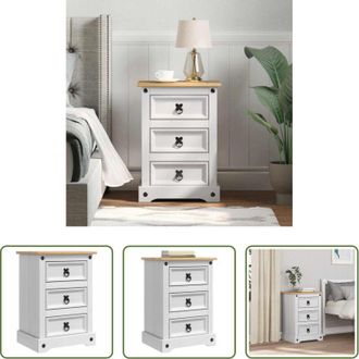 vidaXL vidaXL Comodino in legno massello - Comodino Corona Bianco 45 x 35 x 64 cm Pino massello