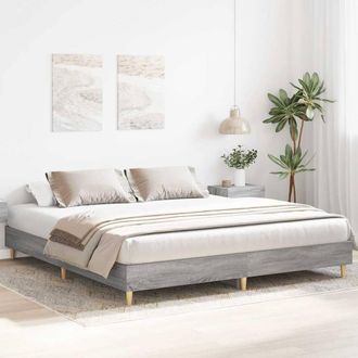 Berkfield Home Durable Bed Frame No Mattress Grey Sonoma 200x200 cm Engineered Wood