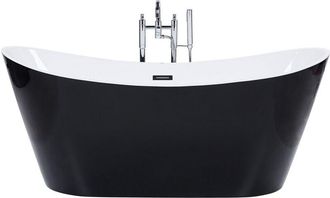 Beliani Beliani - Ba&ntilde;era Independiente De Acr&iacute;lico Negro Plateado Con Rebosadero 160 Cm Moderno Antigua