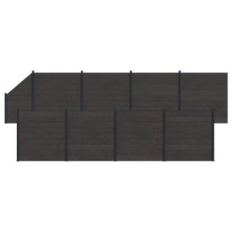 vidaXL Panel De Valla 9 Pcs Wpc Y Aluminio Negro Vidaxl