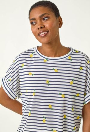 Roman Stripe Lemon Printed Top
