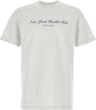 Sporty & Rich Melange Grey Cotton T Shirt