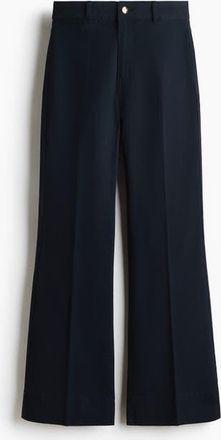 H&M Flared Canvas Trousers in Navy Blue at Nordstrom, Size 10