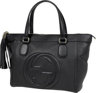 Gucci Black Leather Handbag Tote Bag (Pre-Owned)