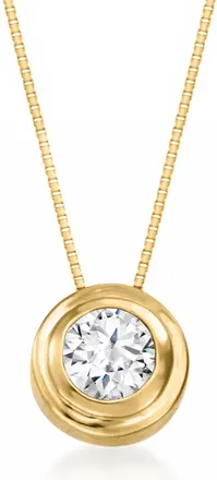 Ross-Simons Double Bezel-Set Diamond Solitaire Necklace in 14kt Yellow Gold